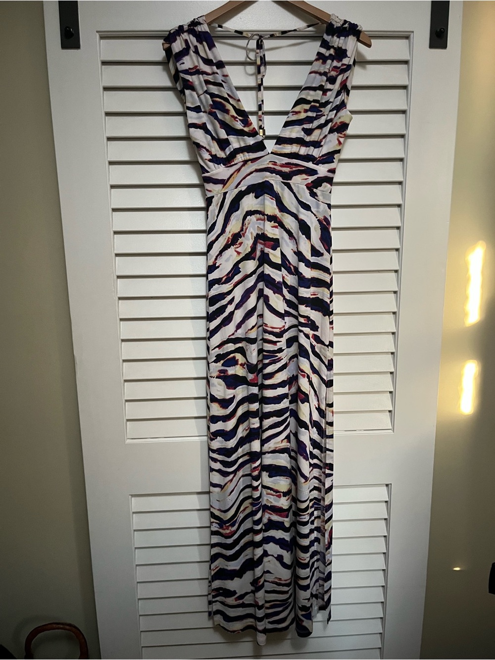 NWT Veronica M Deep V-Neck Multicolor Isabella Maxi Dress Size S